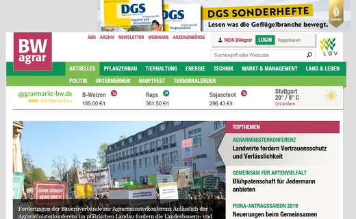 Vorschau BW agrar online - landwirtschaftliche Informationen 