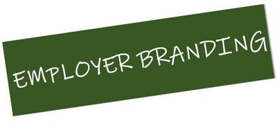 Gr&uuml;nes Rechteck mit wei&szlig;em Text "EMPLOYER BRANDING".